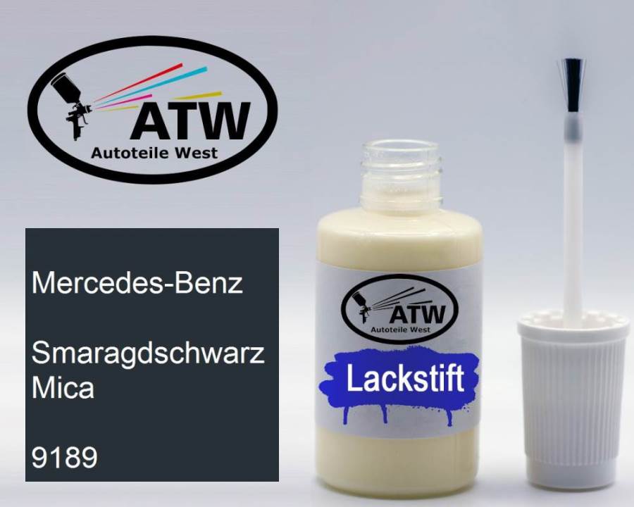 Mercedes-Benz, Smaragdschwarz Mica, 9189: 20ml Lackstift, von ATW Autoteile West.